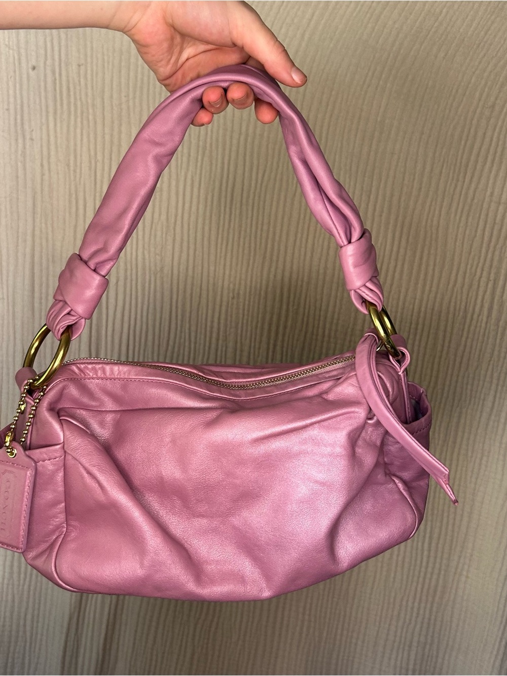 Purple Coach Leather Shoulder Bag - Unbranded